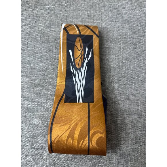 Steven Harris Handmade Mens Neck Tie Basketball Design Blue & Golden Polyester - Picture 3 of 5
